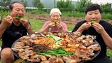 솥뚜껑 삼겹살에 고사리, 콩나물, 김치까지 꽉 채운 한 판 먹방! (Samgyeopsal with vegetables) 요리&먹방!! - Mukbang eating show