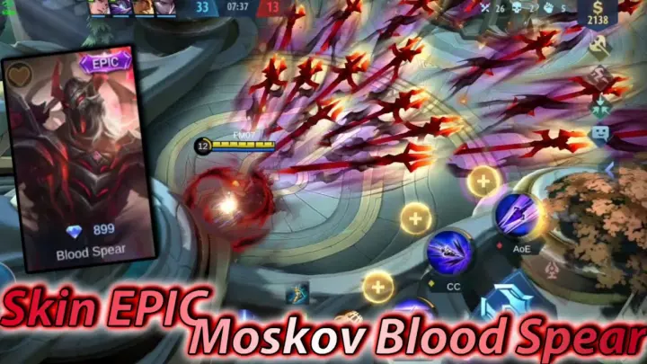 Moskov No Cooldown Skills Epic Skin Blood Spear | Mobile Legends New Skin