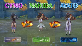 Nahida vs Cyno vs Ayato!! Who is the best DPS?? Team comp GAMEPLAY COMPARISON!!