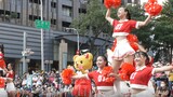 Taiwanese students stepping on the street to perform cheerleading
