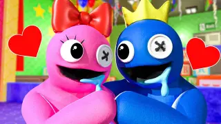 Blue and Pink Falls in LOVE?! Rainbow Friends Animation