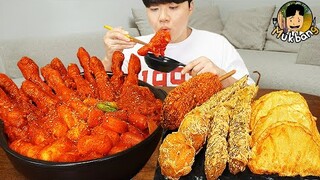 ASMR MUKBANG 직접 만든 대왕 가래떡 떡볶이 불닭볶음면 소세지 핫도그 먹방 & 레시피 FIRE NOODLES AND Tteokbokki EATING SOUND!