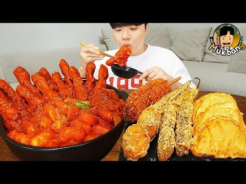 ASMR MUKBANG 직접 만든 대왕 가래떡 떡볶이 불닭볶음면 소세지 핫도그 먹방 & 레시피 FIRE NOODLES AND Tteokbokki EATING SOUND!