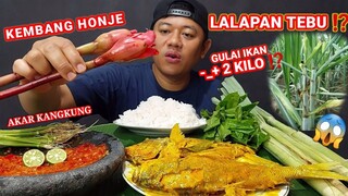 MUKBANG GULAI IKAN EKOR KUNING + LALAPAN AKAR KANGKUNG + TEBU TELOR + SAMBAL MERCON + PUCUK BUNUT