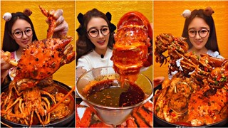 China Mukbang ASMR Spicy Seafood(octopus, Scallop, Gaint Lobste Tail, King Crab) Eating Show V101