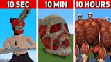 Attack On Titan x Chainsaw Man in MINECRAFT: 10 Hours, 10 Minutes, 10 SECONDS!