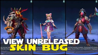 VIEW UNRELEASED SKIN BUG MOBILE LEGENDS BUGS! MLBB NEWS MOBILE LEGENDS UPDATE BUG!