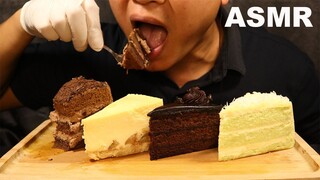 ASMR EATING BLACK FOREST CAKE | PANDAN CHEESE CAKE | NEW YORK APPLE CHEESE CAKE