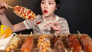 SUB) 🌭 Cheesy Corn Dogs Mukbang Asmr