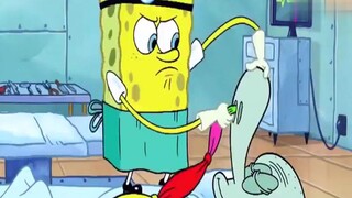 SpongeBob performed surgery on Squidward. It was so scary that Squidward didn’t dare to move!