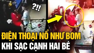 Khoảnh khắc điện thoại đang sạc bỗng PHÁT NỔ NHƯ BOM ngay cạnh 2 BÉ NHỎ