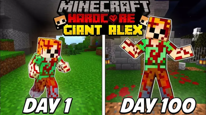 I survived 100 days in minecraft as giant alex || 100 days as a giant alex , wizx, wiz x