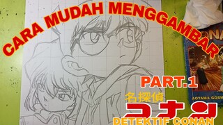 cara yg sangat mudah menggambar anime DETEKTIF CONAN & HAIBARA part.1