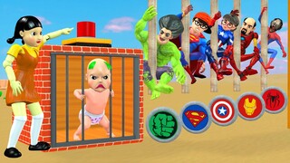 Scary Teacher 3D vs Squid Game Become Superhero Rope Climbing save Baby 5 Time Challenge Nick winner