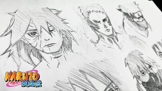 Drawing Manga PRACTICE - NARUTO CHARACTERS ! ナルトドローイング