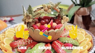 How to make a Cantaloupe Fruit Basket/Fruit and vegetable art Carving