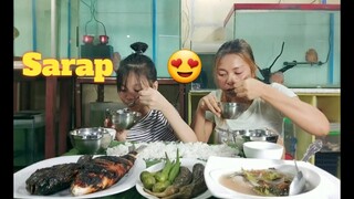 INIHAW NA BANGUS AT TILAPIA,SINIGANG SA BAYABAS,STEAM OKRA AT TALONG