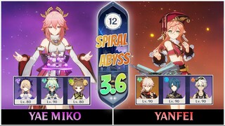 C0 Yae Miko Aggravate and C6 Yanfei Vaporize | New Spiral Abyss 3.6 - Floor 12 9 Stars