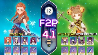 [F2P] NEW Spiral Abyss 4.1 C3 Yaoyao Hyperbloom & C0 Aloy Melt I Floor 12 9 stars Genshin Impact