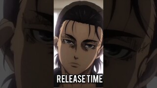 Attack on titan season 4 part 3 release time...#shorts