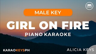 Girl On Fire - Alicia Keys (Male Key - Piano Karaoke)