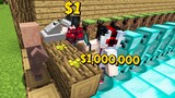 ถ้าเกิดว่า!! ร้านขายครีปเปอร์คนรวย $1,000,000 เหรียญ VS ร้านขายครีปเปอร์คนจน $1 เหรียญ - (Minecraft)