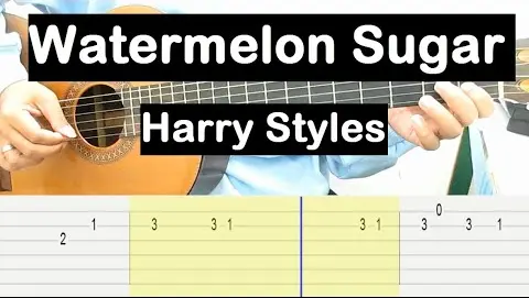 Watermelon Sugar Guitar Tutorial (Harry Styles) Melody Guitar Tab Guitar Lessons for Beginners