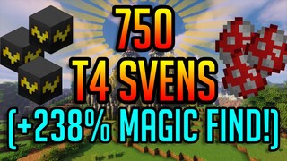 LOOT FROM 750 T4 SVENS WITH 238% MAGIC FIND! | Hypixel Skyblock Marathon