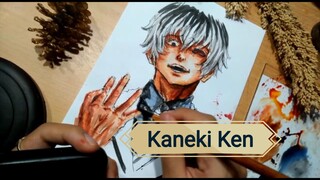 drawing + coloring 🎨✍ water colour, => Kaneki Ken