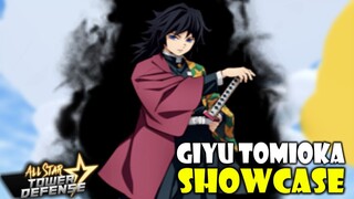 NEW DECEMBER UPDATE! GIYU TOMIOKA SHOWCASE *DEMON SLAYER UNIT* | ROBLOX ALL STAR TOWER DEFENSE