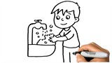 How to DRAW WASHING HANDS EASY Step by Step