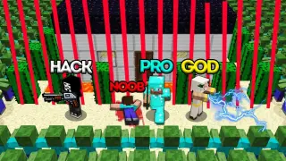 Minecraft Battle: SAFEST HOUSE VS ZOMBIE ARMY CHALLENGE - NOOB vs PRO vs HACKER vs GOD / Animation