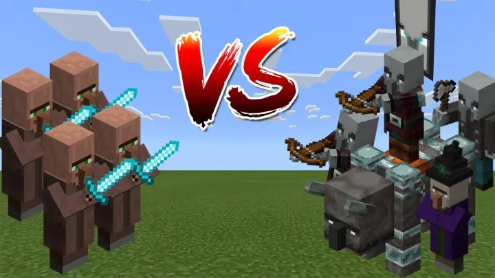 Villagers vs Raid - Minecraft PE / Bedrock