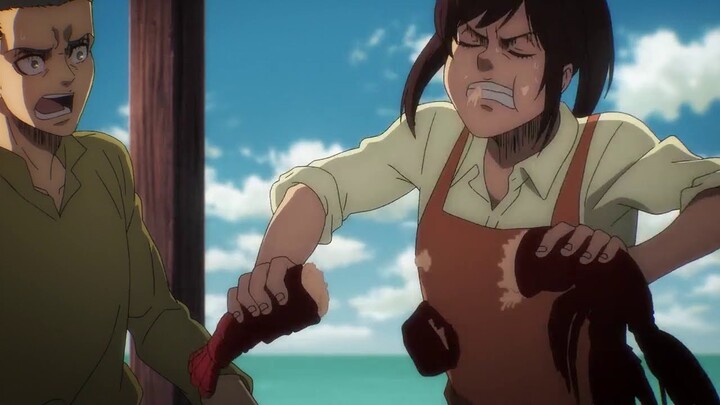 Sasha Eating Sea Food for The First Time - Niccolo you're a genius - Attack on Titan Season 4