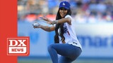 Saweetie Throws First Pitch At Dodgers Game In Full Heals & Massive Nails