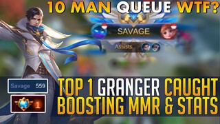 TOP 1 GLOBAL GRANGER NAHULING NAG 10 MAN QUEUE WTF! (MMR + STAT BOOST) ~ MLBB