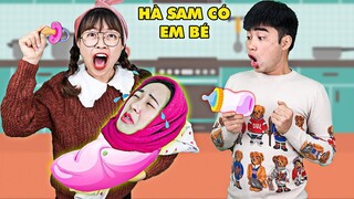 Hà Sam Có Một Em Bé - Thử Thách  Chăm Sóc Em Bé Cùng Anh Gấu Đỏ - Video Hài Hước