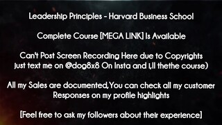 Leadership Principles  course - Harvard Business School download
