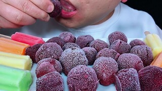 Frozen bayberry, colorful star popsicle, listen to differnt chewing!