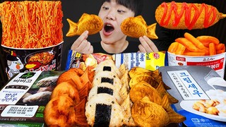 ASMR MUKBANG 편의점 핵불닭 미니!! 떡볶이 & 핫도그 & 김밥 FIRE Noodle & HOT DOG & GIMBAB EATING SOUND!