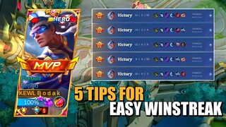 5 TIPS FOR EASY WINSTREAK | BRUNO BEST BUILD AND EMBLEM SEASON 24 | Mobile Legends Bang Bang