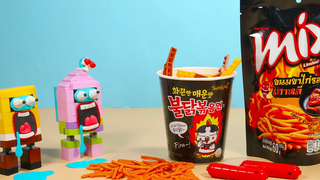 LEGO Among Us Mukbang ท้าทายอาหารรสเผ็ดร้อน - Stop Motion Cooking & Lego ASMR