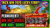 TRICK! HOW TO WIN ALL SKINS AND HEROES FOR FREE IN 2020 LUCKY STAR EVENT | MLBB