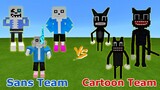 SANS TEAM vs. CARTOON CAT TEAM in Minecraft PE | Epic Team-Up Battle