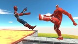Colossal Kick Superhero and Villains in Lava Pool - Animal Revolt Battle Simulator