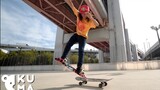 Yamamoto Isamu (15 tahun), menampilkan free style skate board.
