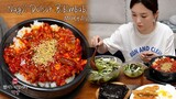 리얼먹방▶ 돌솥 낙지젓갈 버터 비빔밥(?) & 미역오이냉국 ☆ ft.용가리치킨,계란후라이ㅣSpicy Octopus BibimbapㅣREAL SOUNDㅣASMR MUKBANGㅣ