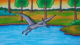 Menggambar dan mewarnai dinosaurus || Belajar menggambar dinosaurus