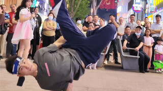 街头尬舞跳起来 炸街表演bboy浩然