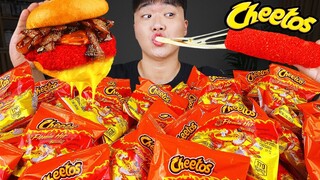 ASMR MUKBANG 직접 만든 치토스 햄버거 치즈스틱 불닭볶음면 핫도그 먹방 & 레시피 FIRE NOODLES AND CHEETOS BURGER EATING SOUND!